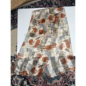 into africa Scarf Vintage Polyester Safari Zebra Elephant Cat Retro Glam 59x13"